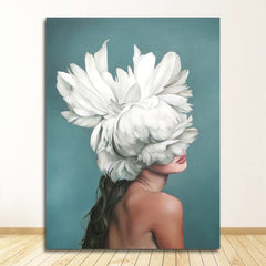 Flowers Feathers Woman Abstract Canvas Poster